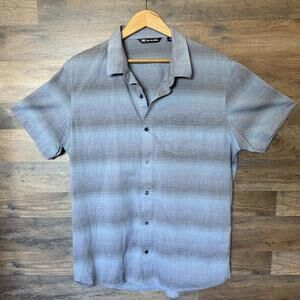 TRAVIS MATTHEW Short Sleeve 99% Cotton Short Sleeve Button Up Blue Shirt Mens XL